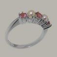 thumbnail image 4 of LBG British Made 14k White Gold Natural Pink Tourmaline & Cultured Pearl Womens Eternity Ring - 33 size options - Size 9.25, 4 of 7