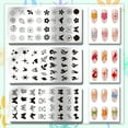 thumbnail image 3 of Kit de 3 placas para estampar uñas con diseño de flores, estrellas y mariposas. Incluye plantilla reutilizable para decoración de uñas., 3 of 7