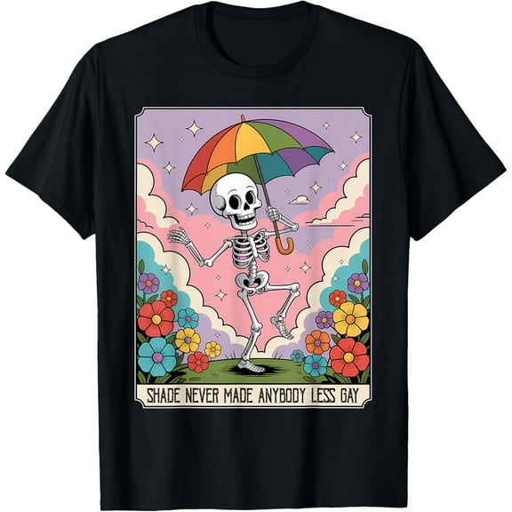 Funny Retro Skeleton LGBTQ Pride Quote Rainbow Umbrella T-Shirt Shirts