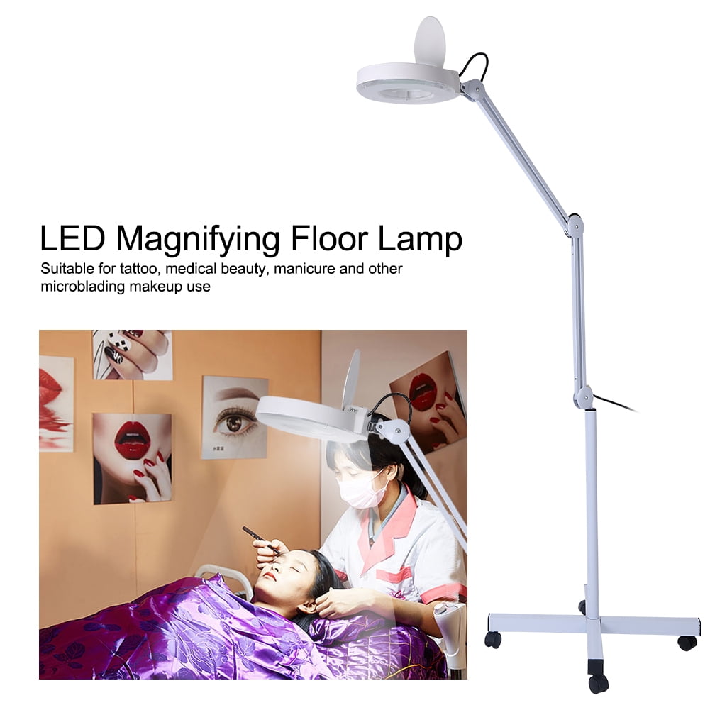 Hilitand Cosmetic Lamp, Lighted Magnified Lamp,Stand Beauty Cosmetic Makeup  5x Magnifying Lighted Magnifier Light Floor LED Lamp 110V