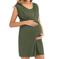 thumbnail image 4 of Todaioua Maternity Dresses for Women 2024 Ladies Fashion Solid Color Pleated Cotton Round Neck Sleeveless Clothe Dress Casual, 4 of 8