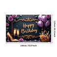 thumbnail image 2 of Elegant Floral Happy Birthday Banner Decorative Design Gold Champagne Balloon for Birthday Party Celebration Indoor Decoration Photo Shoot, 2 of 7