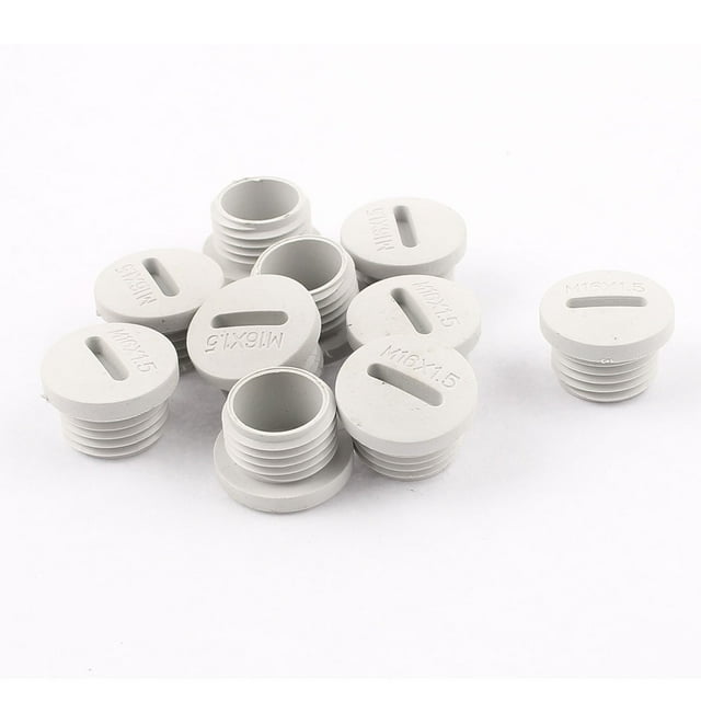 Unique Bargains 10pcs Grey Nylon Round Head Blanking Cap End Threaded M16 x 8mm