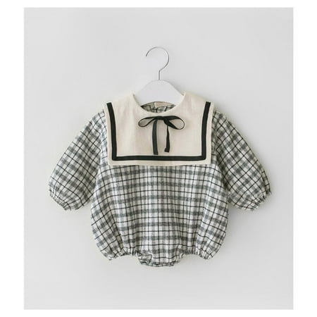 

DanceeMangoo Autumn New Baby Girl Navy Collar Bodysuit British Style Cute Baby Jumpsuit Infant Long Sleeve Clothes Cotton Onesie