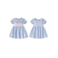 thumbnail image 2 of BemeyourBBs Jesus Love Me Baby Girls Clothes Toddler Baby Girl Easter Dress Outfits Summer Spring Short Sleeve Doll Collar Letter Cross Embroidery A-line Dress, 2 of 9