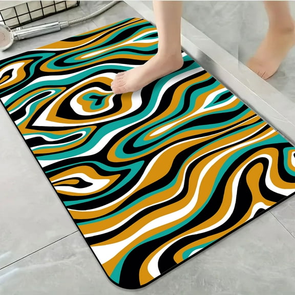 1pc Abstract Zebra Inspired Bathroom Rug Bathroom Decor and Accessories- Durable,Anti Slip,And Quick Drying,Suitable For Indoor/outdoor Use - Perfect For Bathrooms,Bedrooms,Kitchens
