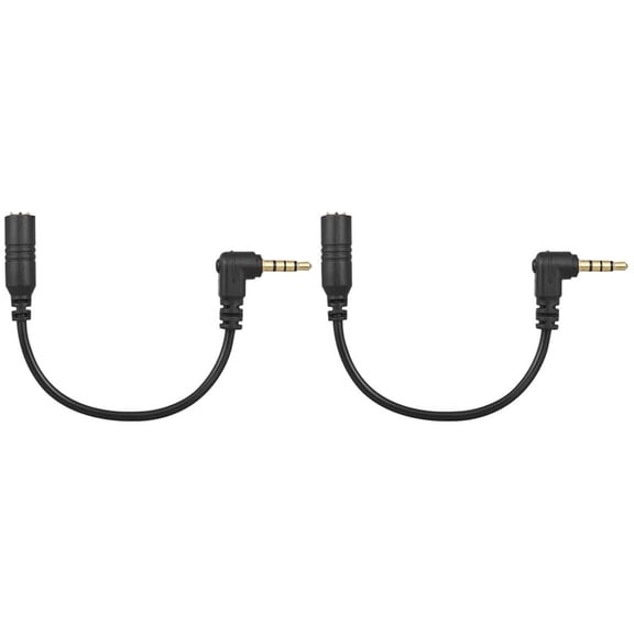 2pcs 3.5mm 3 Pole TRS Female to 4 Pole TRRS Male 90 Degree Right Angled Microphone Adapter Cable,2 x Adapter Cable,black