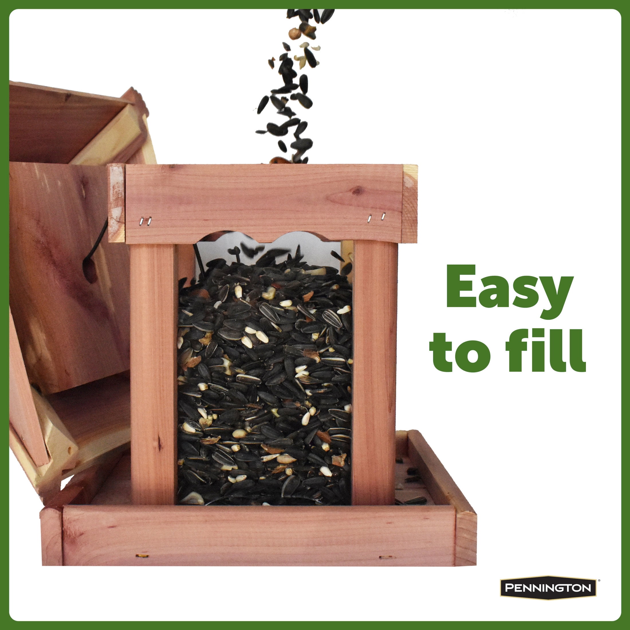 Pennington Red Cedar Jr. Pavilion Wild Bird Hopper Feeder, 2.5 lb. Capacity, 13.75 Inch Tall