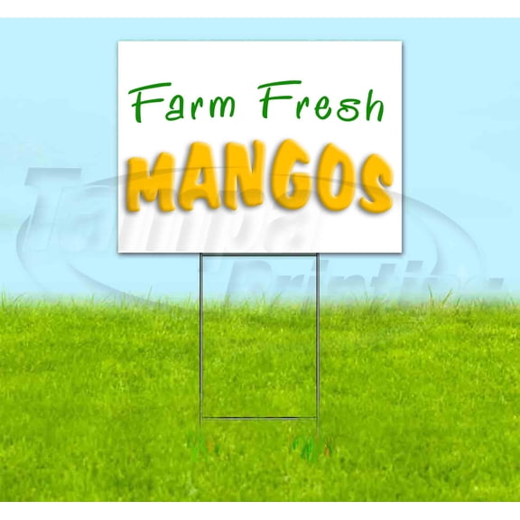 Farm Fresh Mangos (18"x24") Corrugated Plastic Yard Sign, Bandit, Lawn, Decorations, New, Advertising, USA