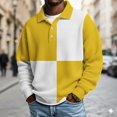 thumbnail image 4 of Atogsazn Men's Striped Button Down Sweatshirt Casual Waffle Collared Long Sleeve Pullover Sweater Fall Winter Tops Yellow XXXL Fashion, 4 of 7