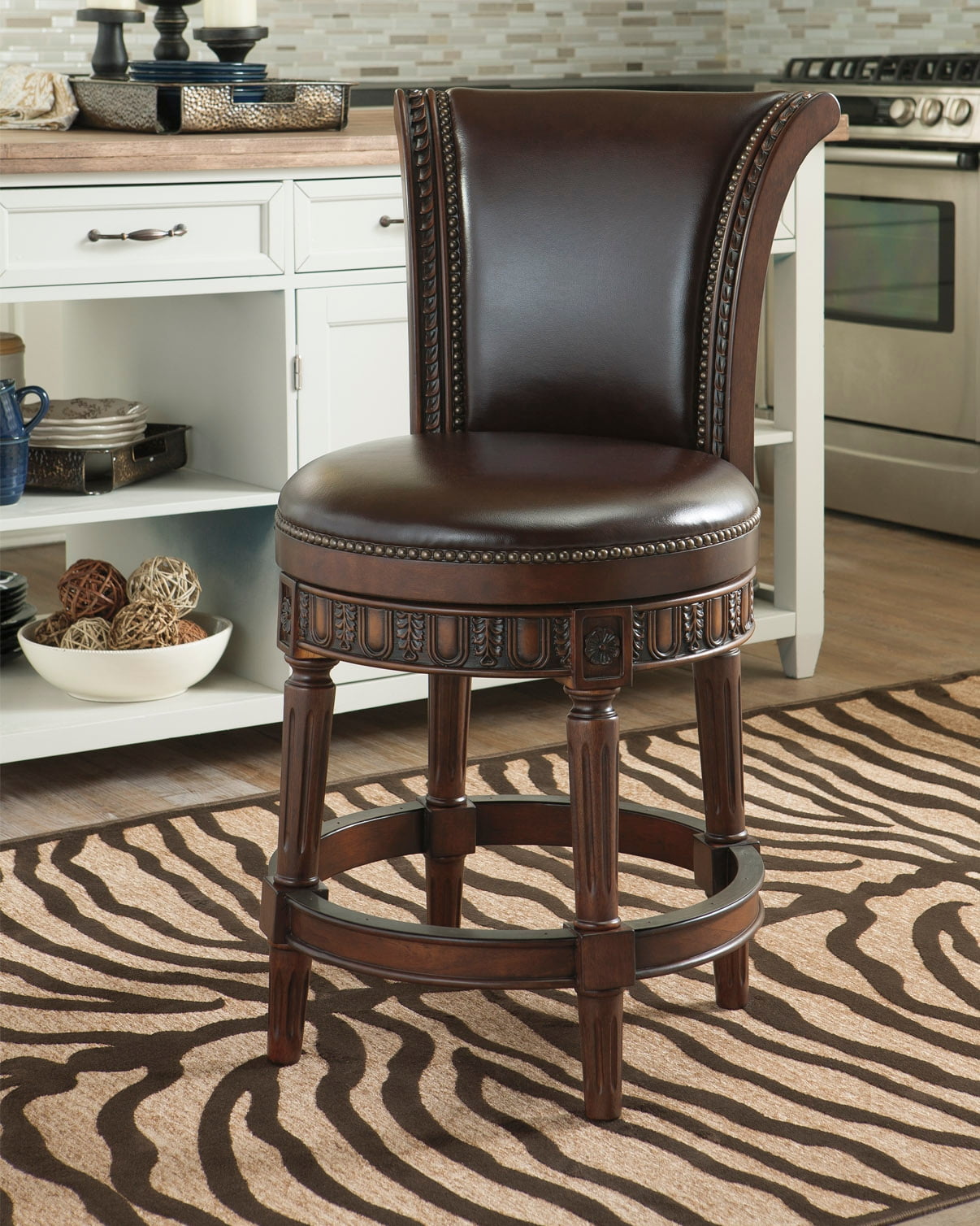 Ashley North Shore 25 Upholstered Swivel Counter Stool In