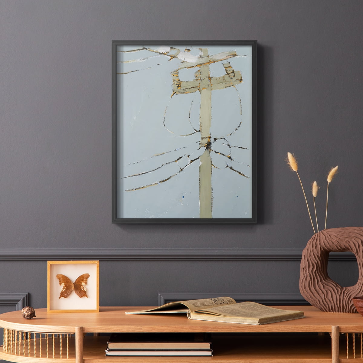 Wires V Framed Print - Solid Wood in Single Picture Frame Solid Wood 2 Framed Print
