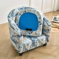 thumbnail image 5 of CJC 2-Piece Club Chair Slipcover Printed Tub Chair Cover with Cushion Cover, Armchair Covers Round Barrel Chair Covers with Elastic Bottom for Bar Counter Living Room (Pattern-03), 5 of 9