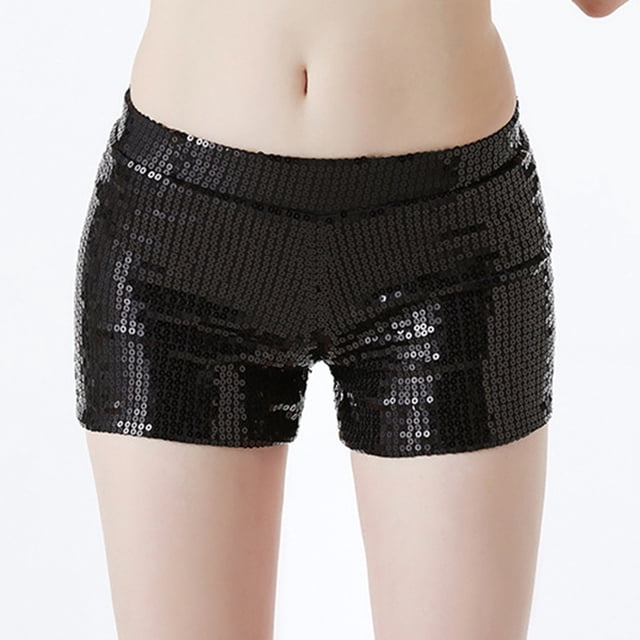 MKLEKYY Pantalones Cortos Deportivos para Mujer, Ropa de Baile de Jazz con Lentejuelas para Mujer, Pantalones Cortos de Lentejuelas de Moda para Baile Callejero y Discoteca