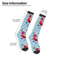 thumbnail image 2 of Sikiie Red Funny Crab on Blue Stripe Knee Socks, High Socks Long Stretchy Sock Women Knee High Stocking, Long Socks for Women, 2 of 6