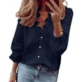 thumbnail image 6 of Womens Long Sleeve Button Down Shirts Cotton Work Blouses Casual Fall Tops Basic for Office Business, 6 of 6