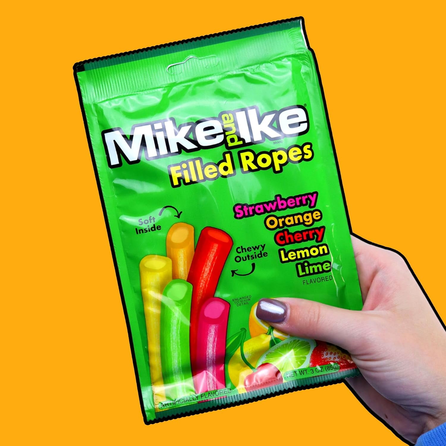 Mike & Ike Filled Licorice Ropes, 3 Ounce Bag - 12 Count Display Box