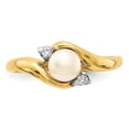 thumbnail image 4 of 14K 5-6mm White Button Freshwater Cultured Pearl .04tw Diamond Ring, 4 of 5