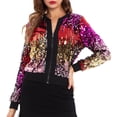 thumbnail image 5 of Chaquetas de lentejuelas para mujer Chaquetas de bombardero brillantes Cuello en V Manga larga Abanopi Abrigo de mujer, 5 of 5