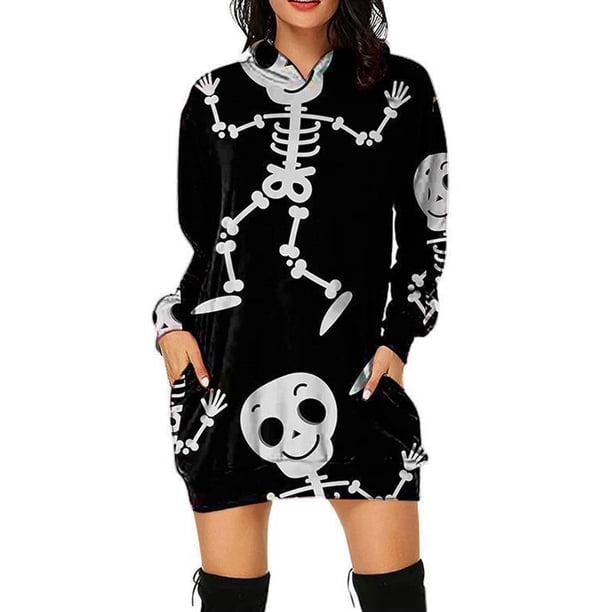 Sudadera con capucha Yuyangstore Vestido de sudadera negro