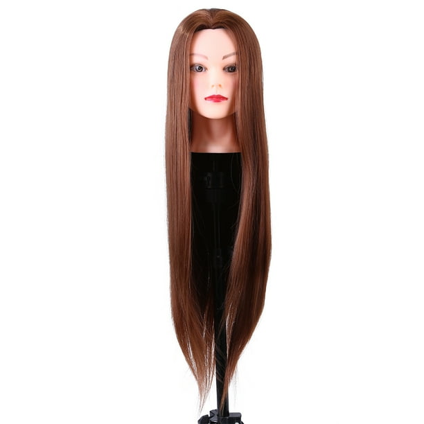 Cabeza de maniquí para peinado, 24 pulgadas Cabello para entrenar el cabello, Fibra sintética Cabeza de maniquí, Peluquero Cabezal de entrenamiento con abrazadera, Cosmetología Cabeza de mu?eca Ecomeon no