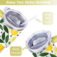 thumbnail image 5 of 40oz Yellow Lemon Pattern Stainless Steel Flip Straw Tumbler Spill Proof Travel Cup Double Wall Vacuum Insulated Coffee Mug with Top Handle, 5 of 6