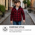 thumbnail image 5 of TrailCrest by Treel Kids Hooded Fleece Jacket – Warm Zip Up Plaid Coat with Pockets, Checkered Winter Outerwear, Red & Black Plaid, 3T, 5 of 8