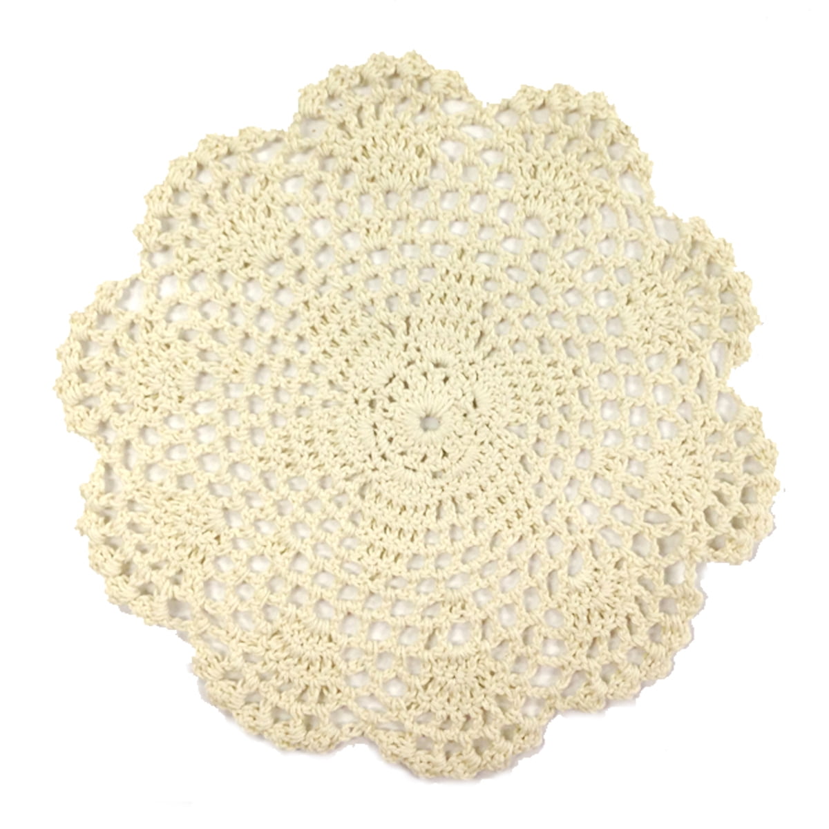 Wrapables® Large Beige Round Crochet Cotton Doily Placemat, Set of 4