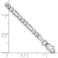 thumbnail image 4 of Diamond2Deal 14K White Gold 3mm Flat Figaro Chain Bracelet for Men 8", 4 of 6