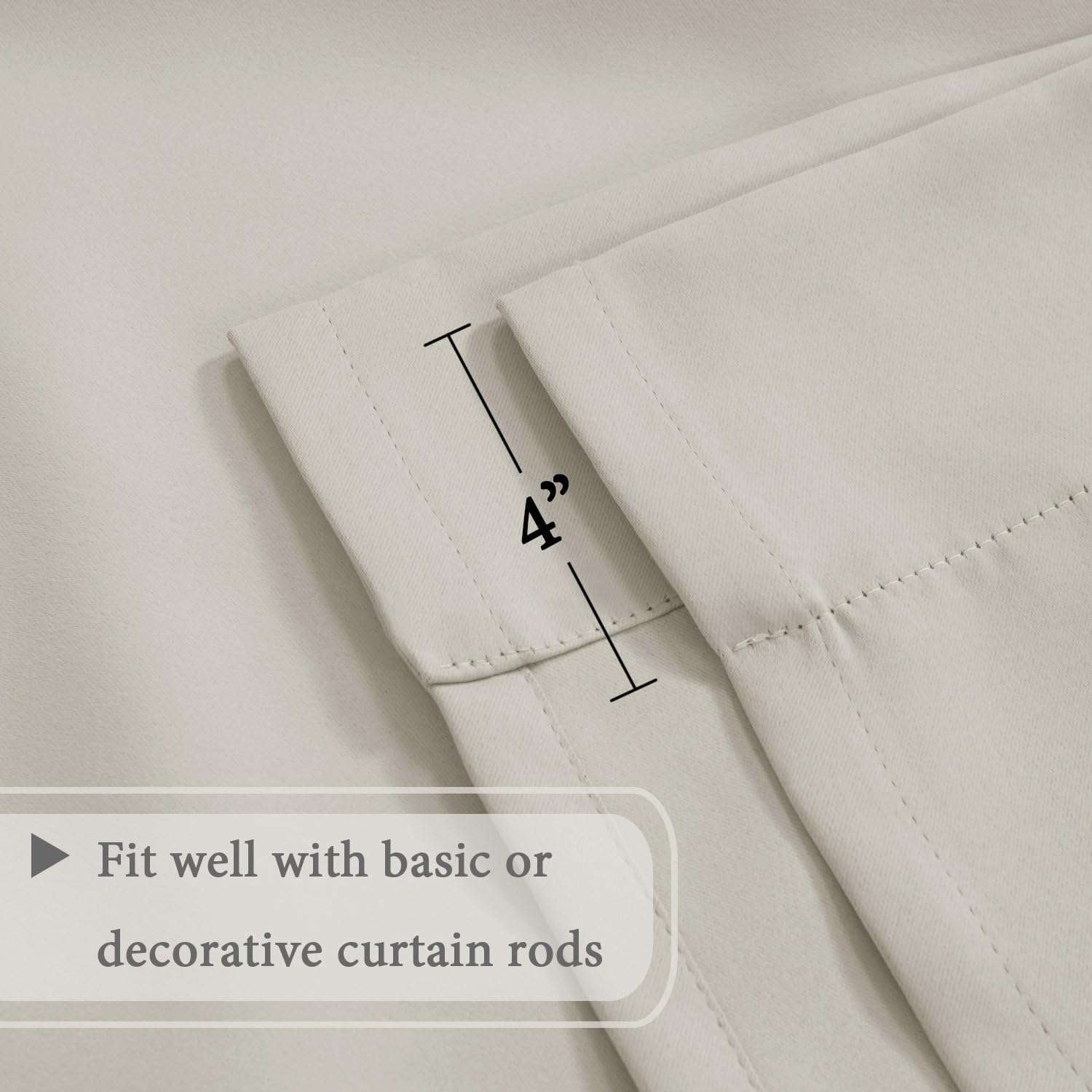 Turquoize Blackout Tie Up Shades Kitchen Curtains Thermal Insulated for Bedroom, Rod Pocket 2 Panels(42" x 63",Ivory/Cream)