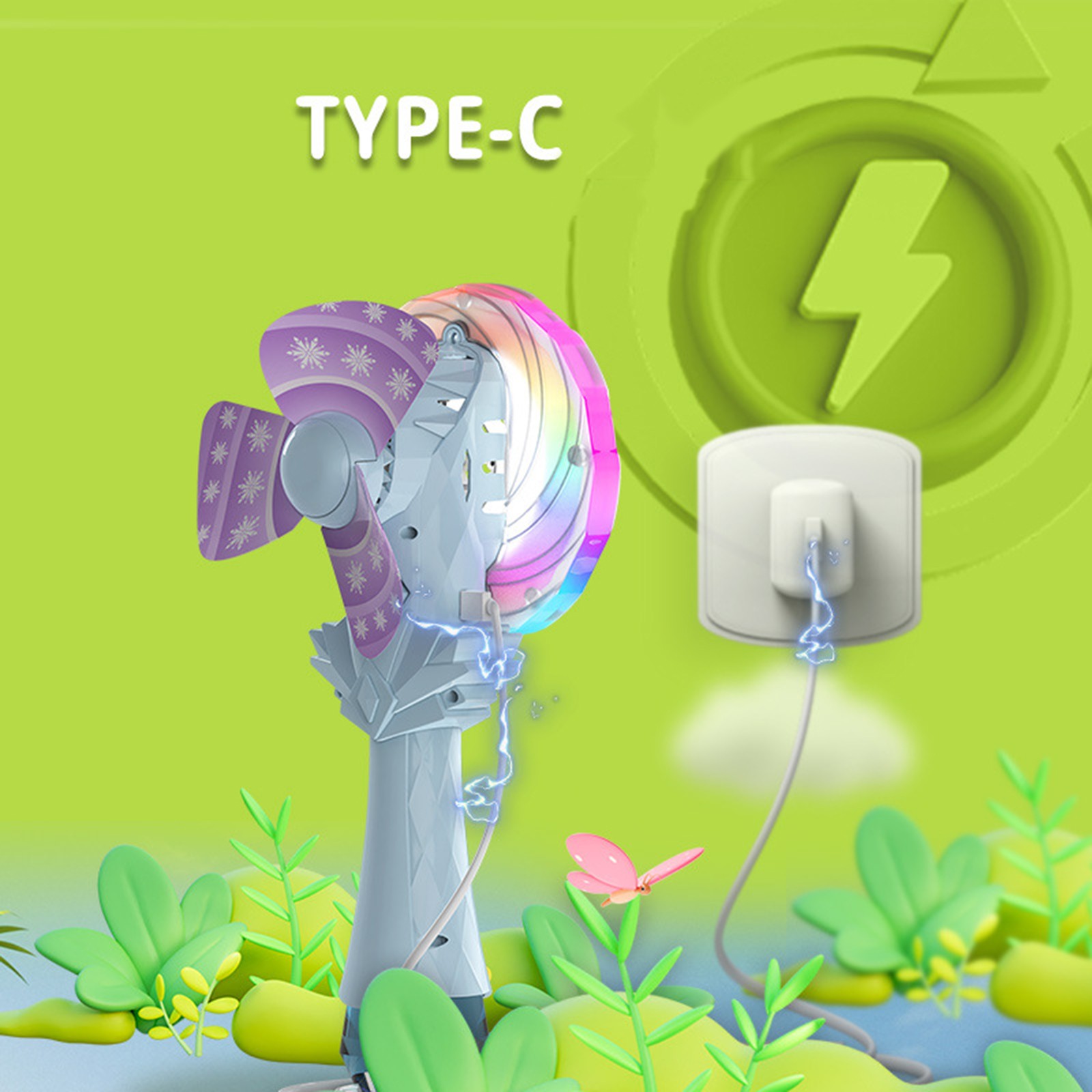 Rechargeable Bubble Wand, Electric Bubble Blower with Lollipop Spinning Fan, Full-Automatic Bubble Machine for Interactive Fun (2PCS)