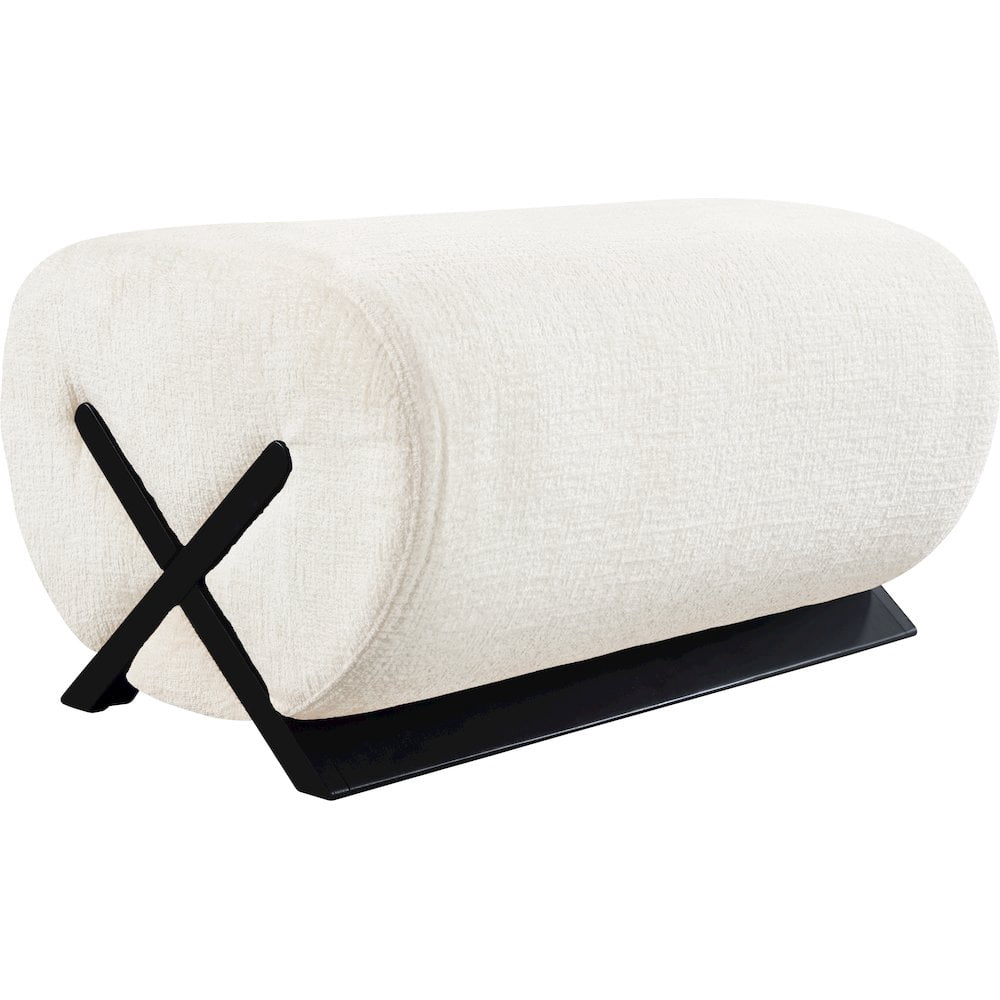 Meridian Furniture Akira Cream Upholstered Ottoman