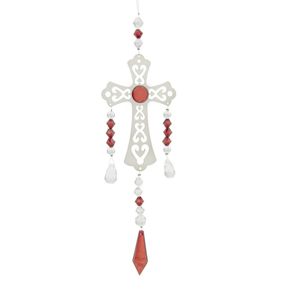 Sunflower Garden Birthstone Cross Suncatcher, January