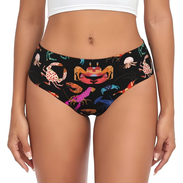 Fotbe Animals Under Water Calzones Estampados para Mujer – Ropa Interior de Algodón, Cómoda, Suave y Elástica-3X-Large