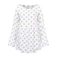 thumbnail image 4 of DYMADE Women Round Neck Print Casual Long Sleeve Cotton Linen Blouse Top, 4 of 6