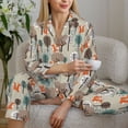 thumbnail image 4 of Goofa Squirrels and Trees Printed Women’s 2 Piece Pajama Set Super,Pajamas Women's Long Sleeve Sleepwear Soft Button Down Loungewear Pjs Lounge Set Nightwear-XX-Large, 4 of 9