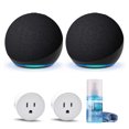 thumbnail image 1 of 2-Pack Echo Dot (5th Gen, 2022 Release) (Charcoal) with 2-Wifi Smart Plugs and Cleaning Kit, 1 of 6