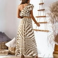 thumbnail image 4 of ZHUGeLI Womens Summer Dresses 2024 New Fashion Women's Boho Summer Shoulder Sleeveless Elastic Waist Dress Beach Maxi Leaky Shoulder Dress Up to 50% off Clearance, 4 of 9