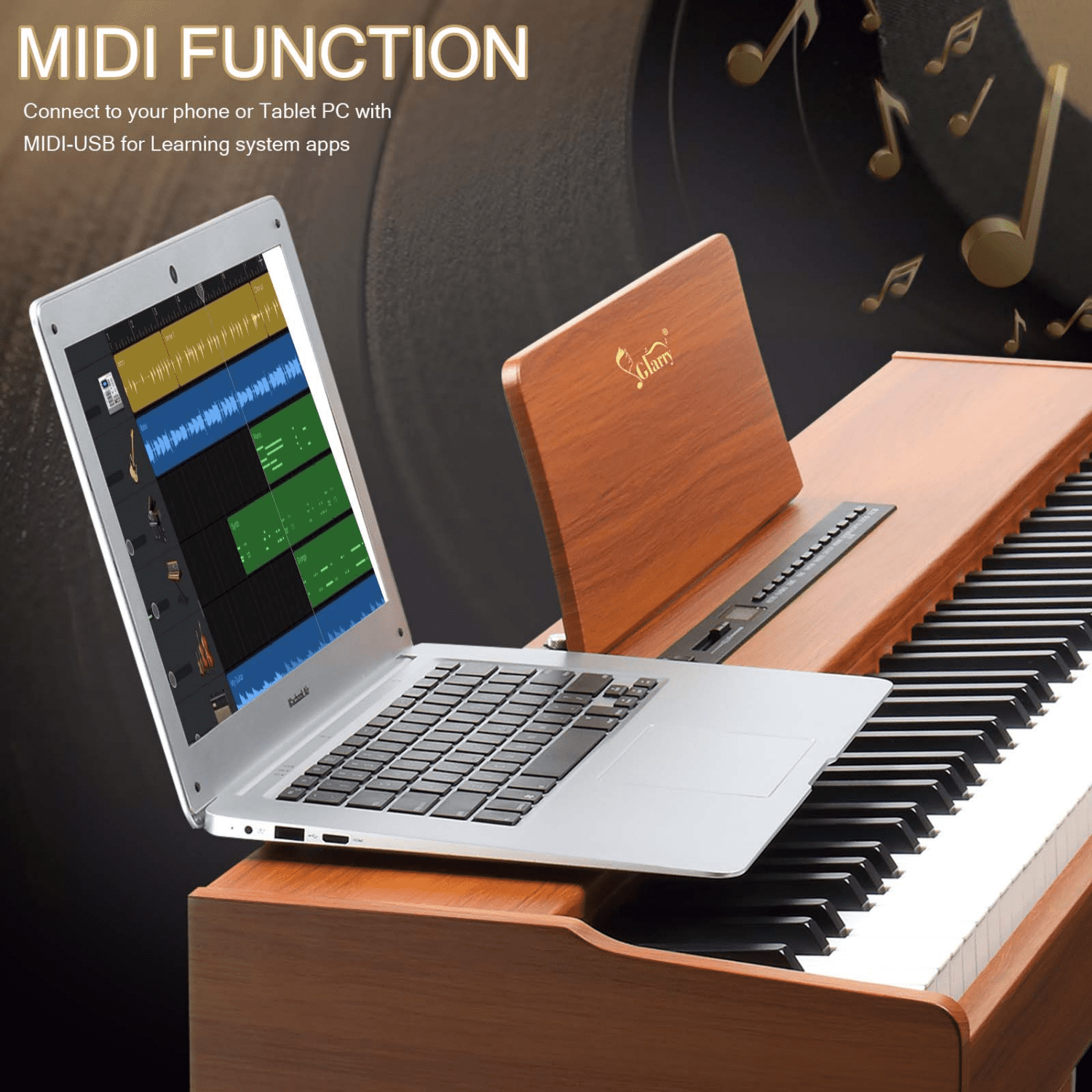 Hassch 88 Key Digital Piano with Furniture Stand for Beginners, Full Weighted Keyboard with Power Adapter, Triple Pedals and Headphone, Walnut