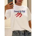 thumbnail image 1 of Vintage Round Neck Geometric Print T-Shirt for Women, 100% Polyester, Machine Washable - Summer Knit Top, 1 of 6