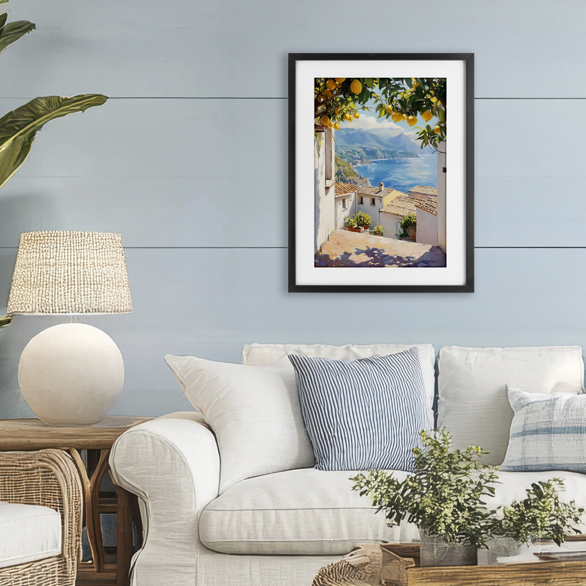 Stupell Industries Amalfi Coast Lemon Overhang Black Framed Print Under Glass, design by LSR Design Studio