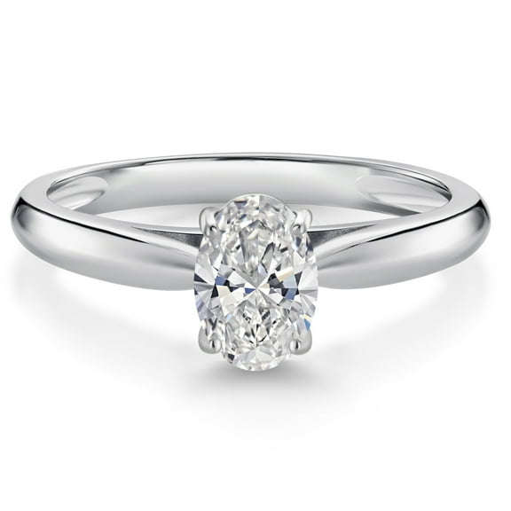 Gem Stone King 10K White Gold White Lab Grown Diamond Solitaire Engagement Ring for Women | 0.70 Cttw | Gemstone April Birthstone | DEF Color | VVS-VS Clarity (Size 5)