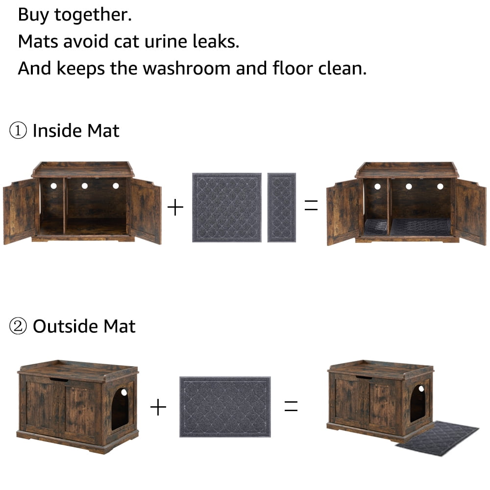 Unipaws Designer Cat Litter Box Furniture, Cat Washroom Storage Bench, Rustic