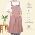 thumbnail image 5 of Unique Bargains Cross Back Aprons Waterproof Apron Apron with Pockets for Women Suitable for Baking Garden Pink, 5 of 7