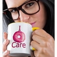 thumbnail image 2 of 3drose, I Donut Care with a Pink Donut Graphic, 15oz Two-tone Yellow Mug, 2 of 6