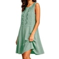 thumbnail image 6 of VBVC Women's Embroidered Crew Neck Dress , Summer Sleeveless Tunic Dress For Women , Ladies' Lightweight Breathable Dress with Pockets,Green,S-2XL, 6 of 7