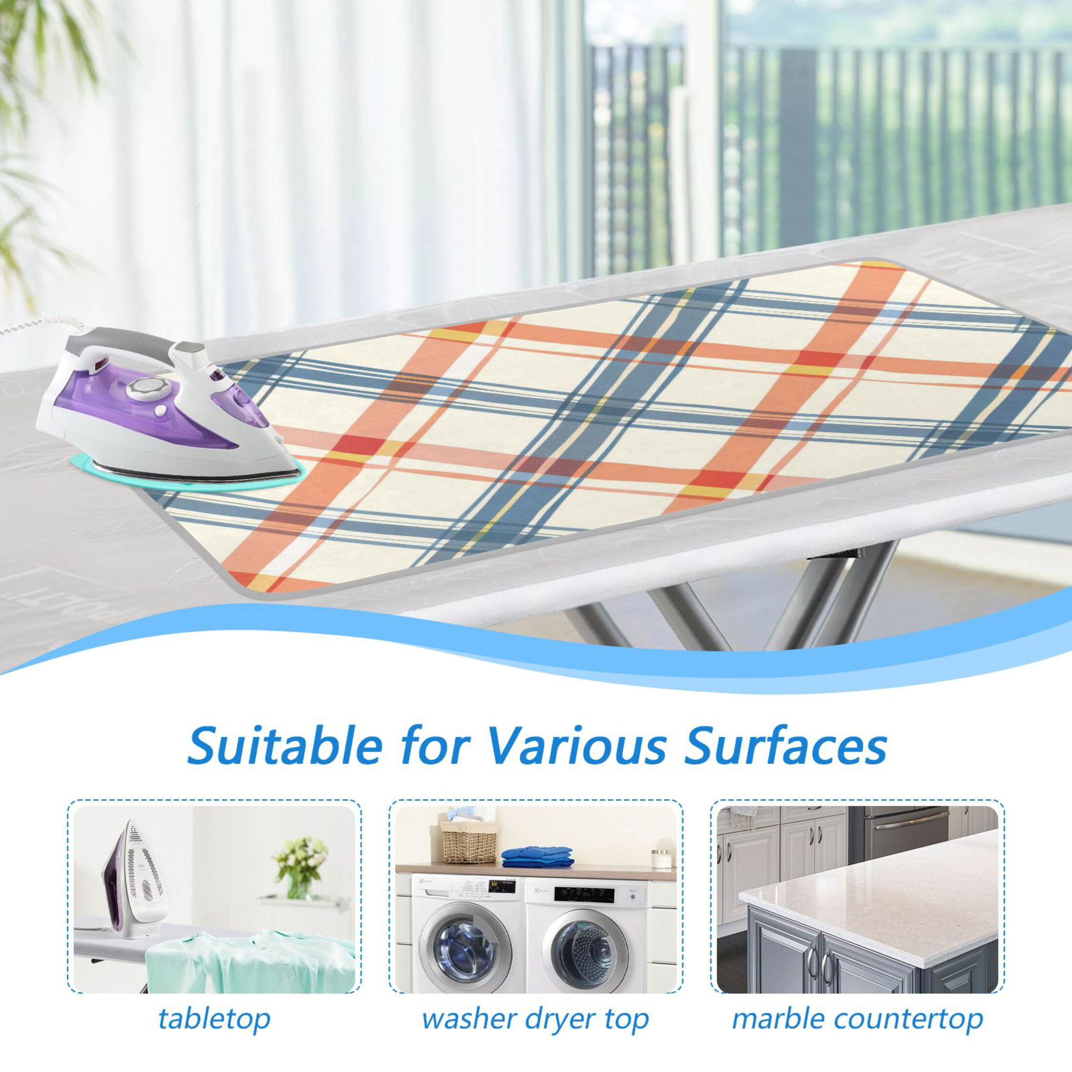 Diagonal Plaid Ironing Mat Blanket Portable Travel Ironing Pad Heat Resistant Pad 47.2" x 27.6”