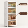 Folding Storage Bins with Wheels and Doors, 4 Tier Collapsible Plastic ...