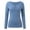 Blue, variant on OSOLU Solid Color Women Long Sleeve Henley Tshirts Button Down Slim Fit Casual Basic Tops Blouse Scoop Neck Ribbed Knit Shirts Holiday Dailywear