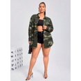 thumbnail image 5 of Womens Green Camo Print Denim Jacket With Flap Pocket, 5 of 5